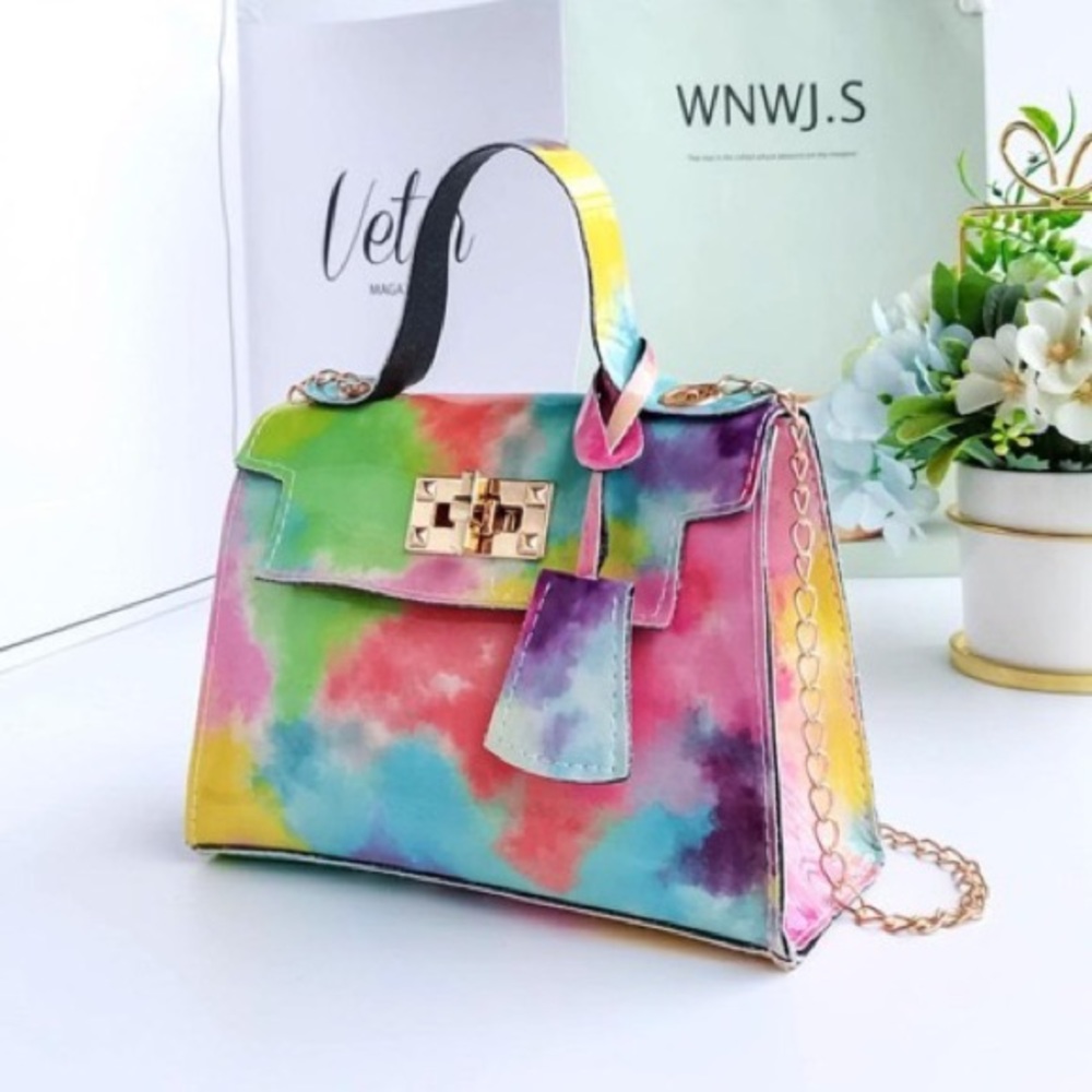 ROASO Women’s Faux Leather Tie-dye Multicolor Messenger Bag